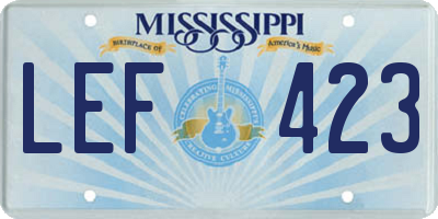 MS license plate LEF423