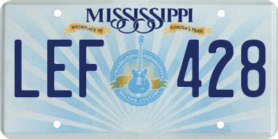 MS license plate LEF428
