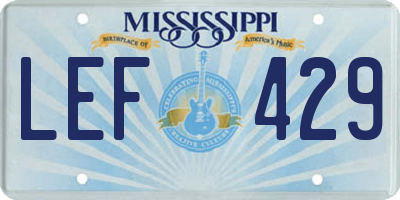 MS license plate LEF429