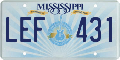 MS license plate LEF431