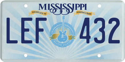 MS license plate LEF432
