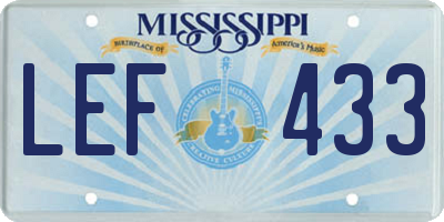 MS license plate LEF433