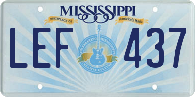 MS license plate LEF437
