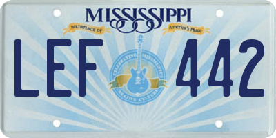MS license plate LEF442