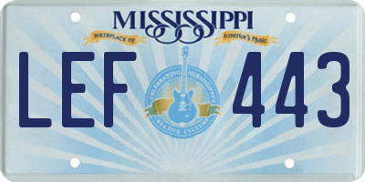 MS license plate LEF443
