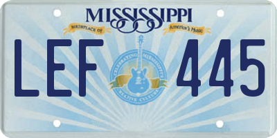MS license plate LEF445