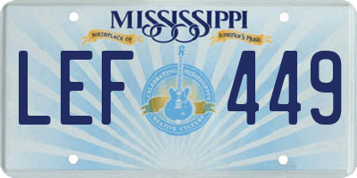 MS license plate LEF449