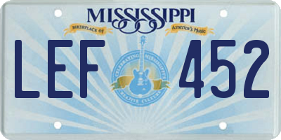 MS license plate LEF452