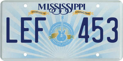 MS license plate LEF453