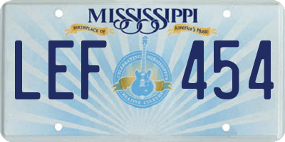 MS license plate LEF454