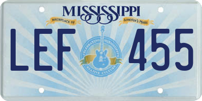 MS license plate LEF455