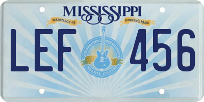 MS license plate LEF456