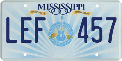 MS license plate LEF457