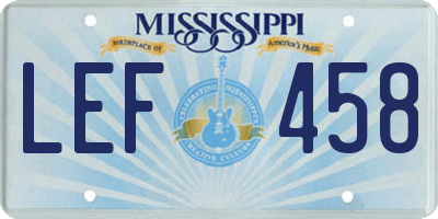 MS license plate LEF458