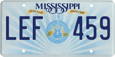 MS license plate LEF459