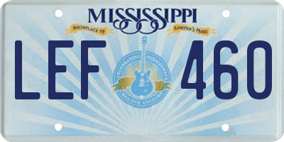 MS license plate LEF460