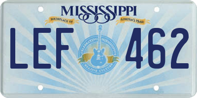 MS license plate LEF462