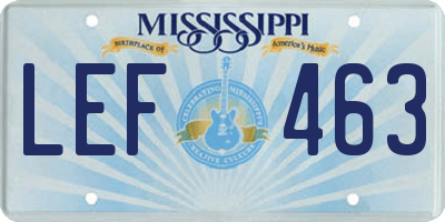 MS license plate LEF463