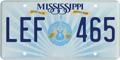 MS license plate LEF465