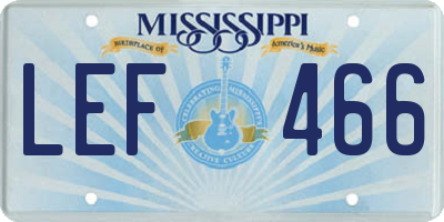 MS license plate LEF466