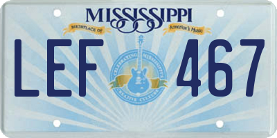 MS license plate LEF467
