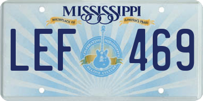 MS license plate LEF469