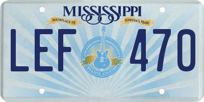 MS license plate LEF470