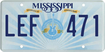 MS license plate LEF471
