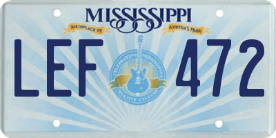 MS license plate LEF472