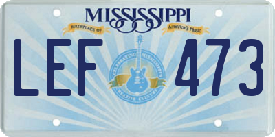 MS license plate LEF473