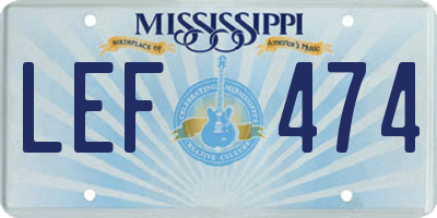 MS license plate LEF474