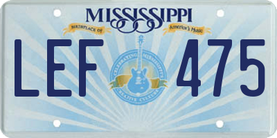 MS license plate LEF475
