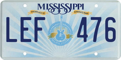MS license plate LEF476