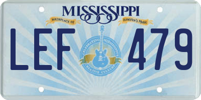 MS license plate LEF479