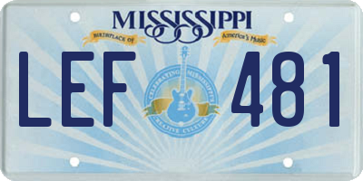 MS license plate LEF481
