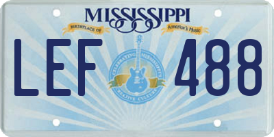 MS license plate LEF488