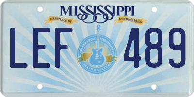 MS license plate LEF489