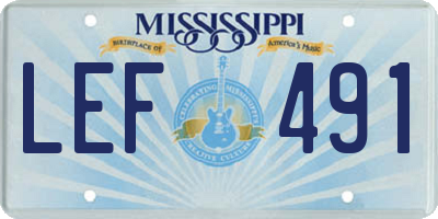 MS license plate LEF491