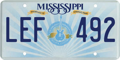 MS license plate LEF492