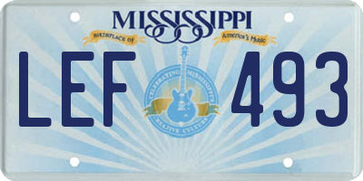 MS license plate LEF493
