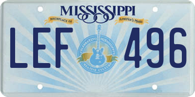 MS license plate LEF496