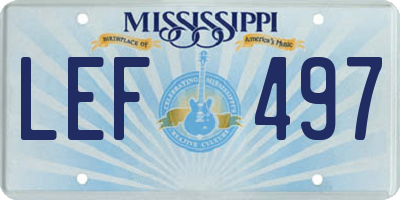 MS license plate LEF497