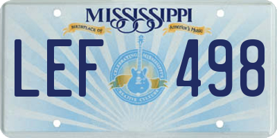 MS license plate LEF498