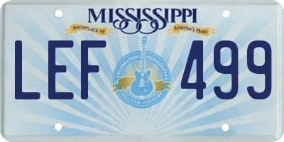 MS license plate LEF499