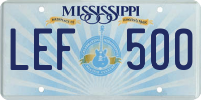 MS license plate LEF500