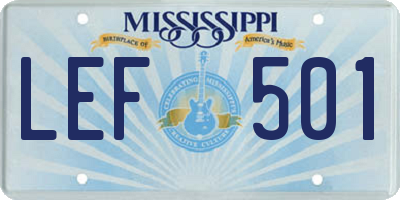 MS license plate LEF501