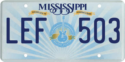 MS license plate LEF503