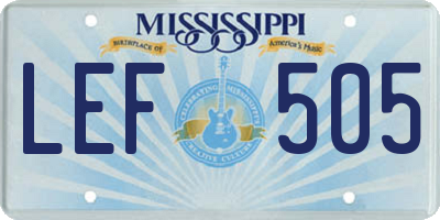 MS license plate LEF505