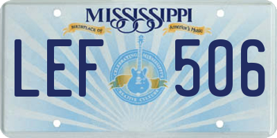 MS license plate LEF506