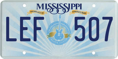 MS license plate LEF507